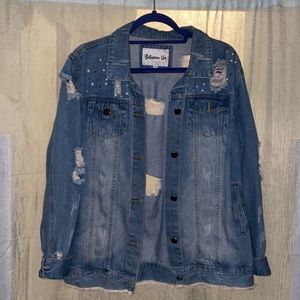 Distressed & dazzled jean jacket